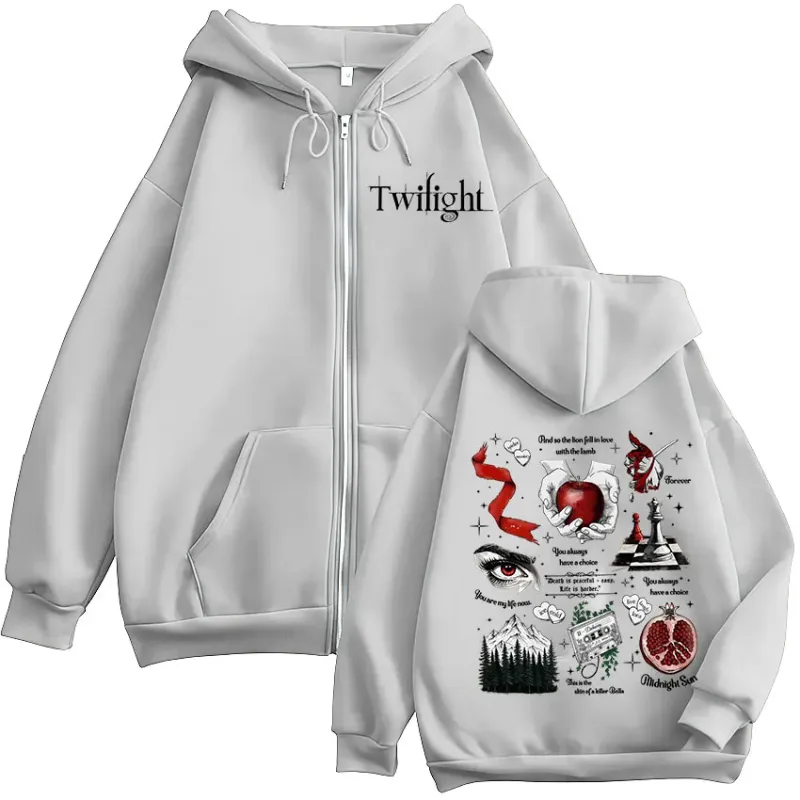Twilight Vampire Wolf Romance Zipper Hoodies Edward Cullen Men's Women Clothing Fashion Casual Hip Hop Zip Up Hooded Sweatshirts