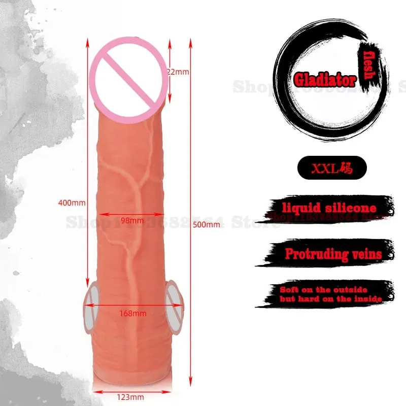 ขนาดใหญ่XXL 50ซม.X 10.5ซม.สมจริงDildoซิลิโคนGladiatorอวัยวะเพศชายของเล่นผู้หญิงG-Spot Masturbationผู้ใหญ่Dick Thickenสัตว์อวัยวะเพศชาย