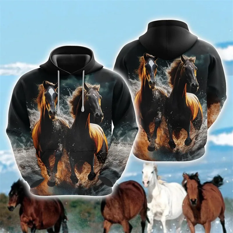Animal Horse 3D Print Hoodies Autumn Men Women Casual Fashion Oversized Sweatshirts Hoodie Male Pullovers Tracksuit Man Clothing