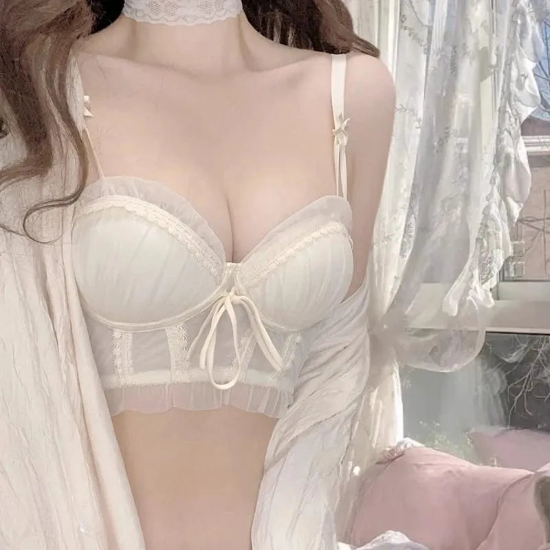 Japanese Corset for Women Wire Free Boning Bustier Top Sexy Lace Up Lingerie Set Pure Desire Small Chest No Steel Ring MOYISU — image 3