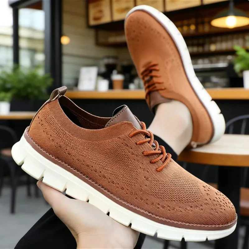 Fashion Men's Casual Shoes Breathable Minimalist Shock-Absorbing Lace-Up Walking Shoes Comfortable Casual Travel Sneakers Men