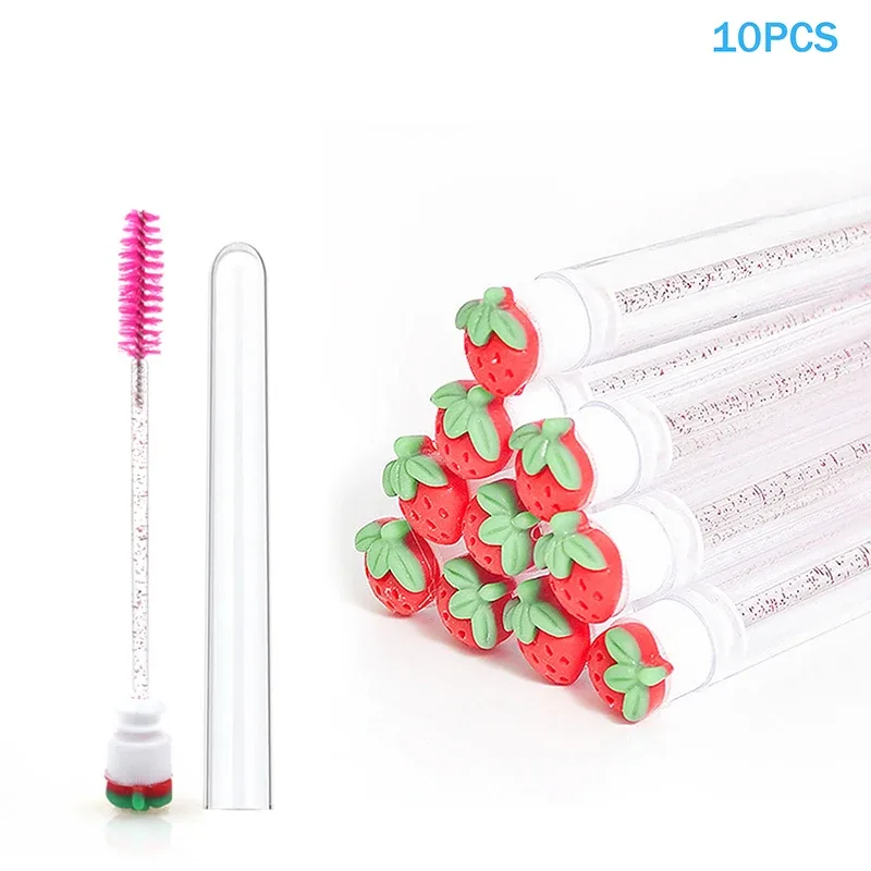 10PCS/Set Fruit Collection Mascara Brush Reusable Lash Brush Tube Spoolies Lash Extension Brushes Applicators Makeup Tools