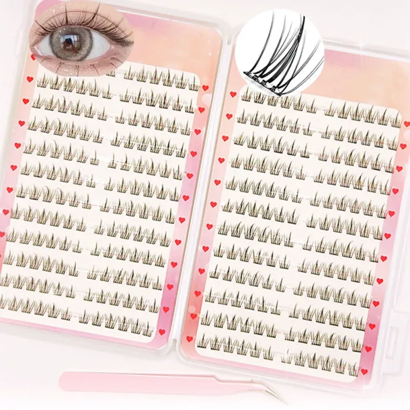 288Clusters Self Adhesive No Glue Daily Natural Eye Makeup Eyelash Extensions Kit False Eyelashes With Tweezers