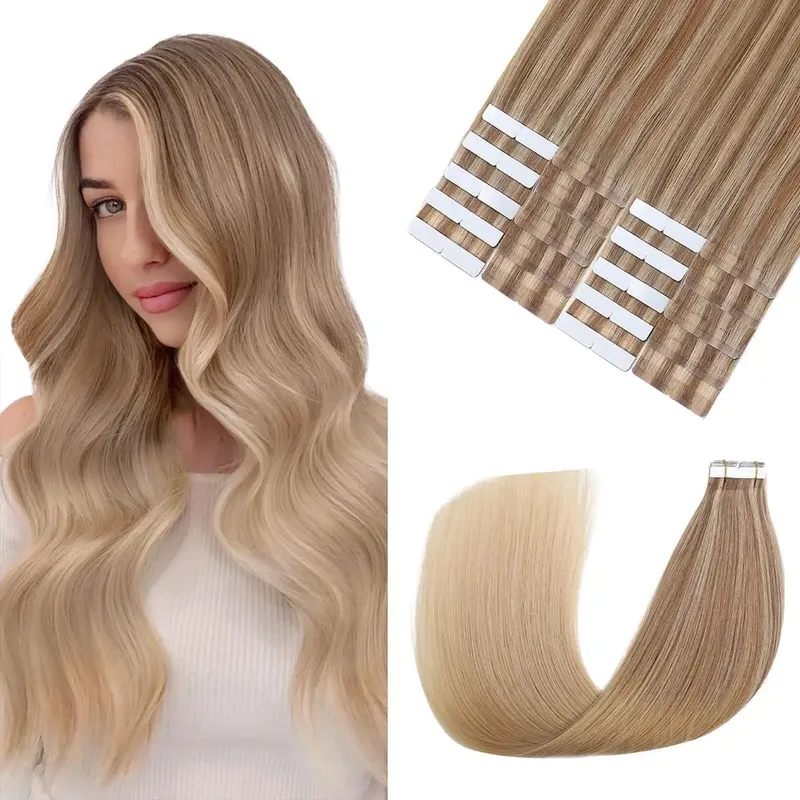 Dark Brown #2 Tape in Hair Extensions Human Hair 14-22inch Skin Weft Silky Straight