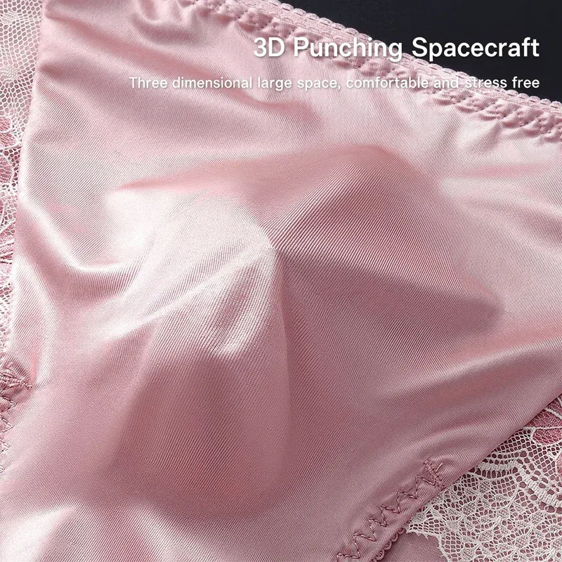 Men Satin Ice Silk Triangle Underwear 3D Pouch Low‑Waist Briefs Side Lace Breathable Soft Sexy Male Plus Size Intimate Shorts