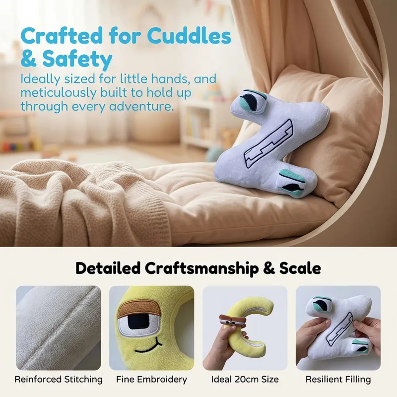 Cute A-Z Red Alphabet Plush Pillows Soft Letter Stuffed Dolls Kids Educational Learning Toy Gift