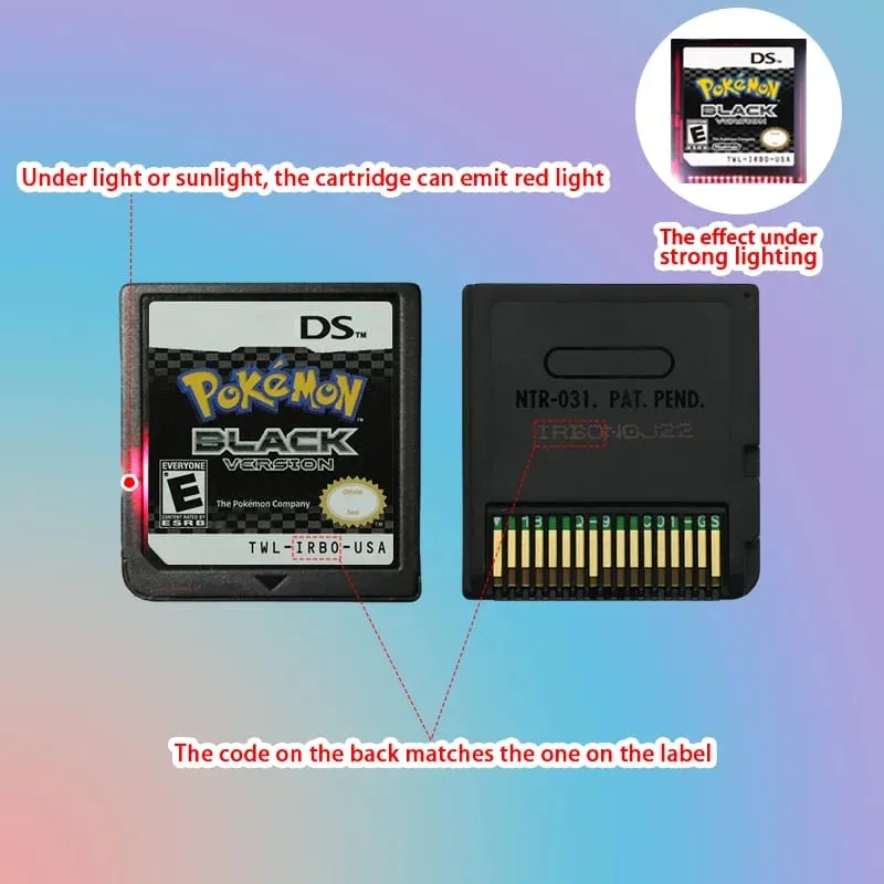 USA EUR FRA ITA NOE AUS ESP NDS Game Cartridge Pokemon Black White Platinum HeartGold SoulSilver for DS 2DS 3DS Console