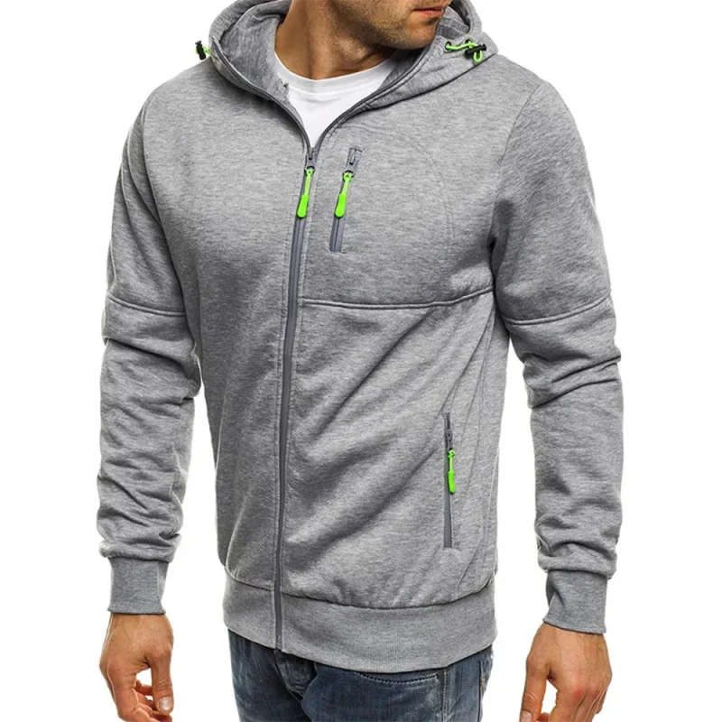 Men's Sweater Cardigan Hooded Jacket Zipper Pocket Jacquard Jacket Sports Fitness Outdoor Leisure Running Solid Color Sportswear