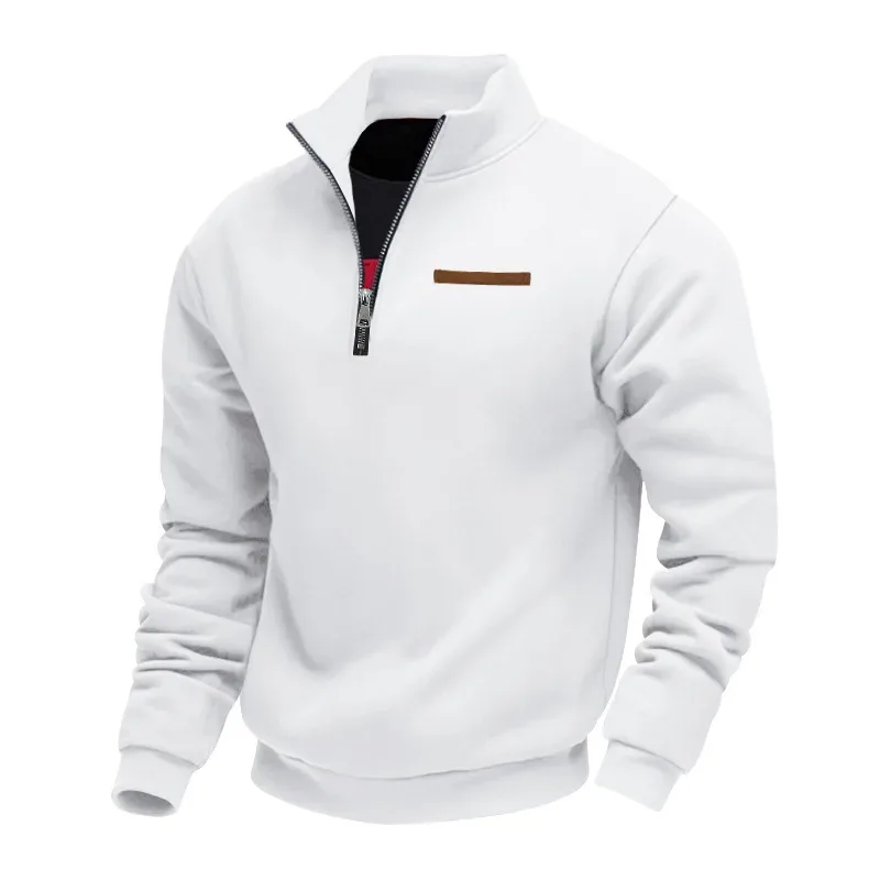 American autumn and winter heavy fleece long-sleeved men's sweater half zipper loose stand-up collar pullover men's sweater