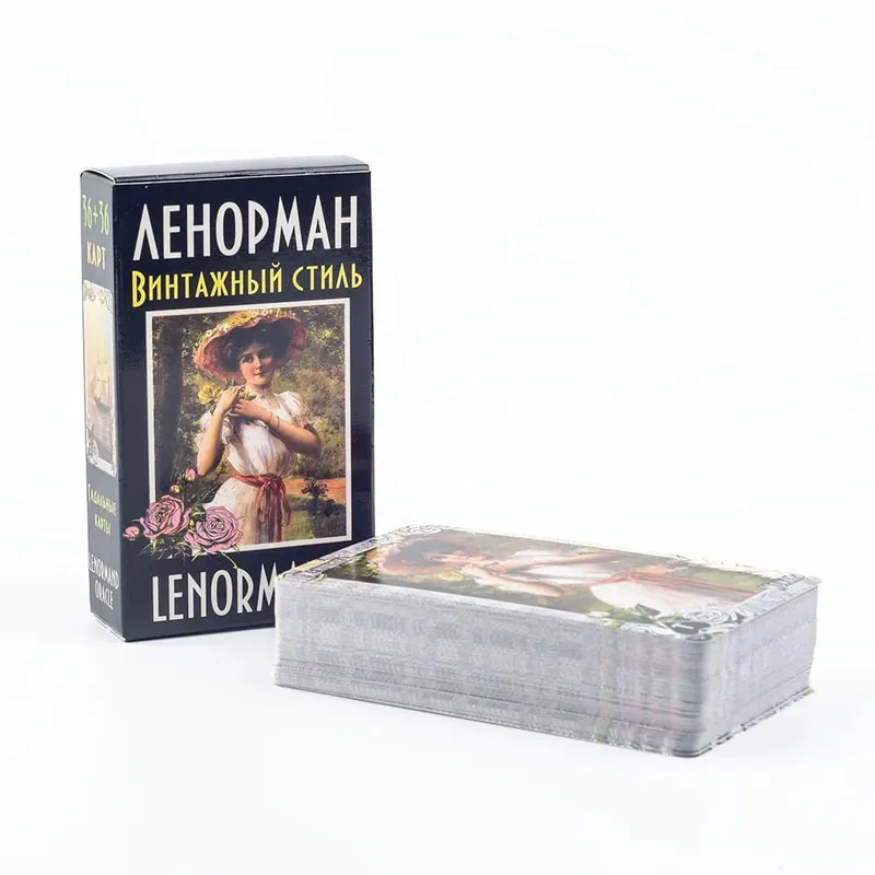 72Pcs ЛЕНОРМАН ВИНТАЖНЫЙ СТИЛЫ LENORMAND ORACLE Russian Visions Tarot Divination Fate Deck társasjáték kártya családi partira