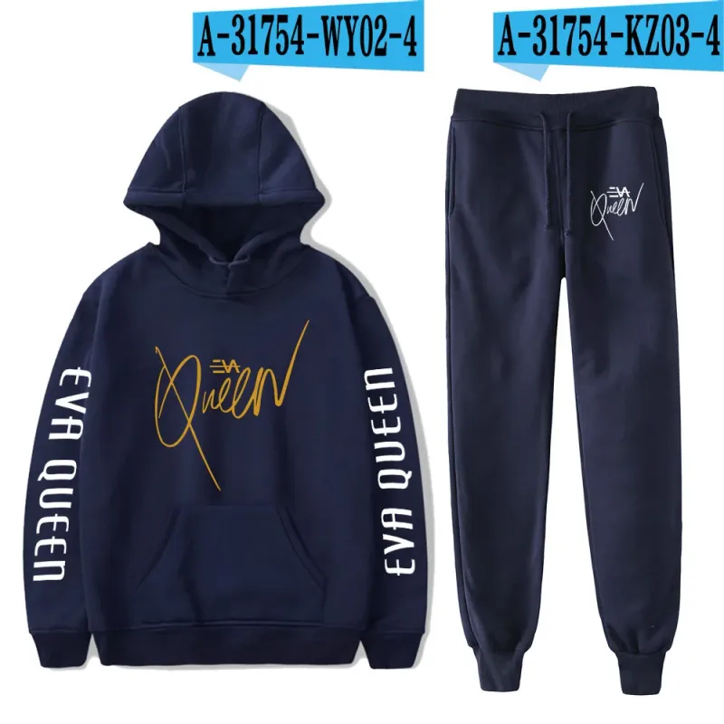 Hip Hop Comfortabel Eva Queen Print Sweatshirt Joggingbroek Pak Hoodies + Broek Pak Jongens/Meisjes 2 Delige Set Kleding
