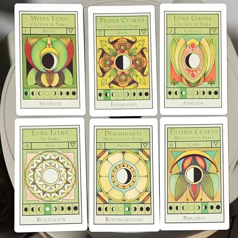 12*7cm The Moon Oracle - Let The Phases of The Moon Guide Your Life 72 Oracle Cards Spanish Printed on Double-embossed Cardstock