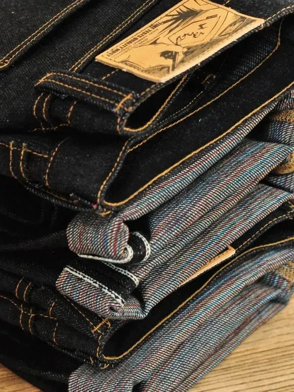 Mens Saucezhan Jeans 308XX-z1 21 oz Rainbow Selvedge Denim Vintage Raw for Men Sanforized Unwashed Heavyv