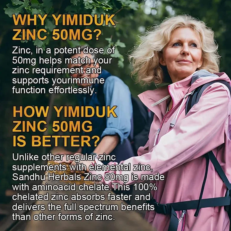 Premium Pure Zinc Capsules 50 mg Supplement High Absorption Boosts Immune Antioxidant Skin Cognitive Health
