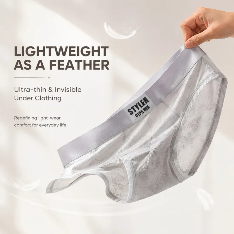 1/3PCS Sexy Perspective Men's Briefs Luxury Jacquard Smooth Ice Silk Mens Intimate Underwear Breathable 3D Mesh Pouch Lingerie