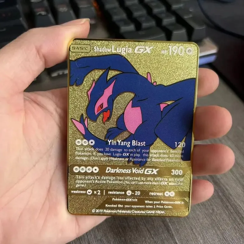 Pokemon Metal Game Collection Card Anime Figure Charizard Pikachu Blastoise Mewtwo Battle Collection Carte Card Toy Gift
