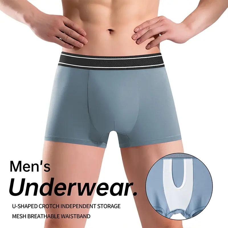 Boxer Modal pour hommes, sans couture, avec pochette à balles, culotte douce, grande taille, respirant, sous-vêtement confortable