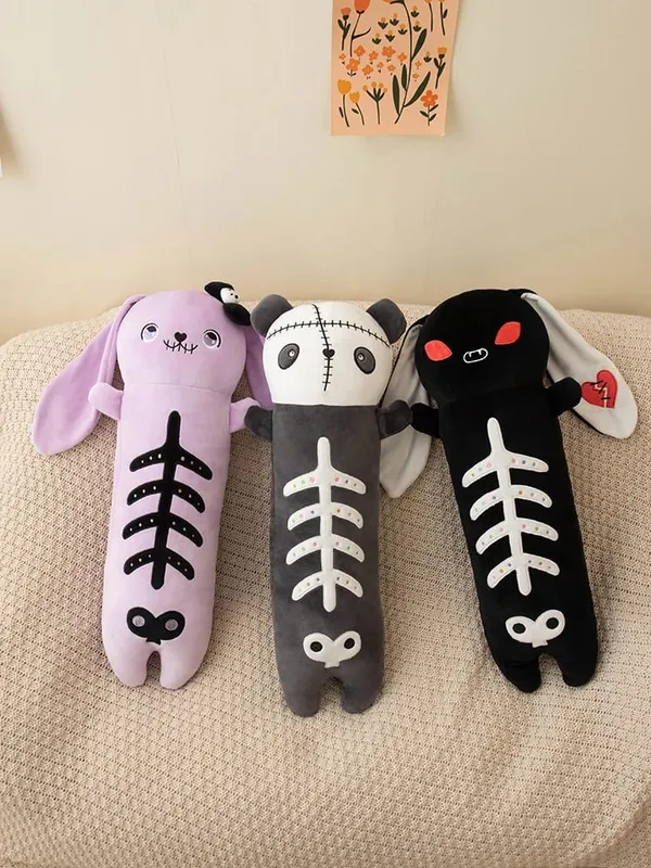 60cm Horror Goth pluszowe zwierzę królik Panda miękka zabawka śliczna poduszka na ciało dekoracja na imprezę halloweenową zabawny prezent dla dziewczynki chłopca