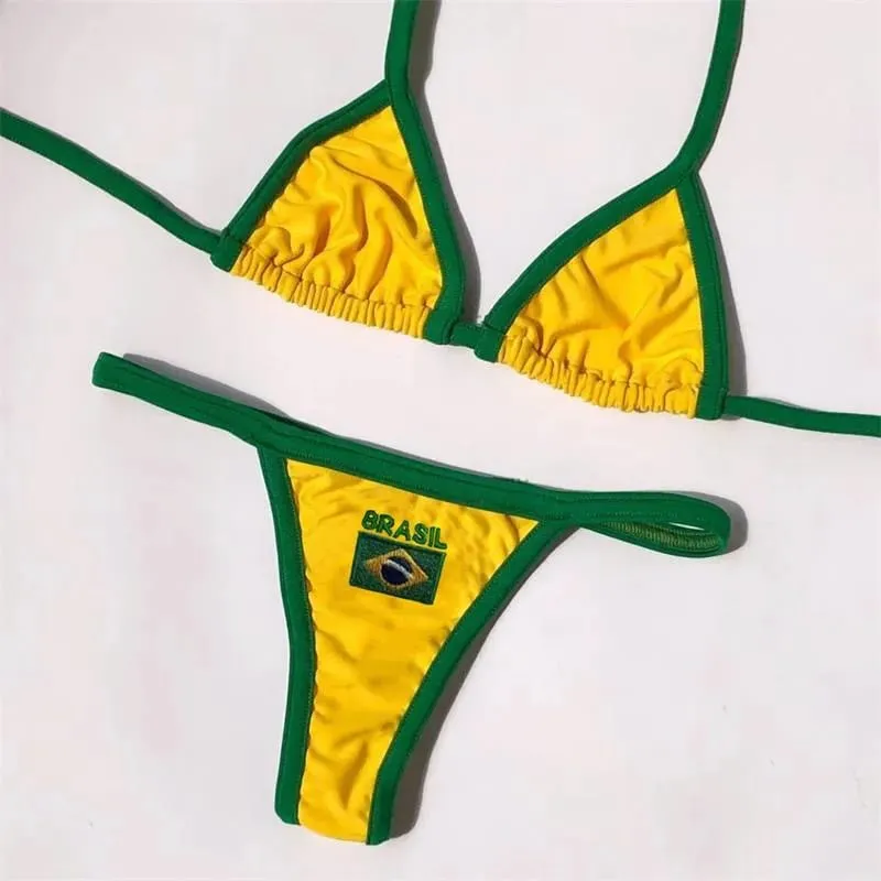 2026 New Summer Embroidery Lingerie Set Sexy Sports Style Bra & Thong Panties Brazilian Bikini Split Underwear Suit — image 3