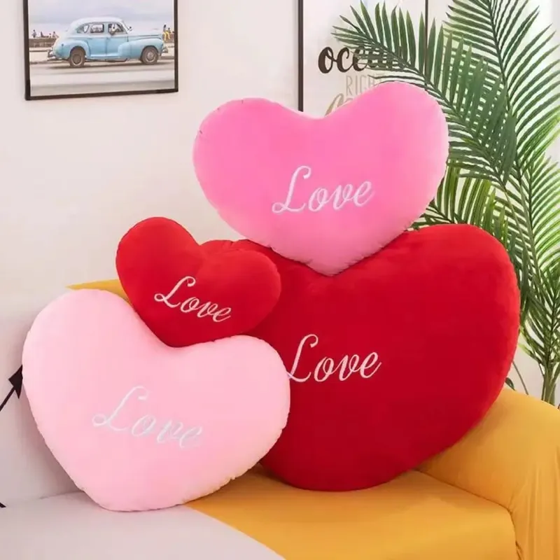New Heart Shape Heart Plush Pillow Pink Color Valentines gift Soft Pillow Red Color Stuffed Pillow Home Decorative