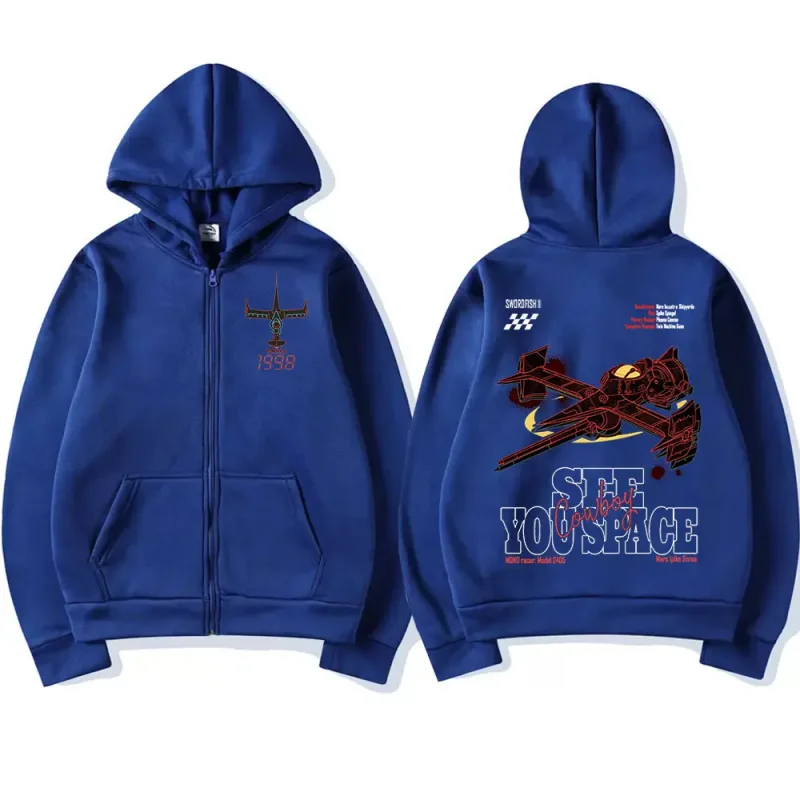 Manga Cowboy Bebop Spike Spiegel Zip Up Hoodies Men's Women Fashion Long Sleeves Oversized Zipper Sweatshirts Pullovers Coats