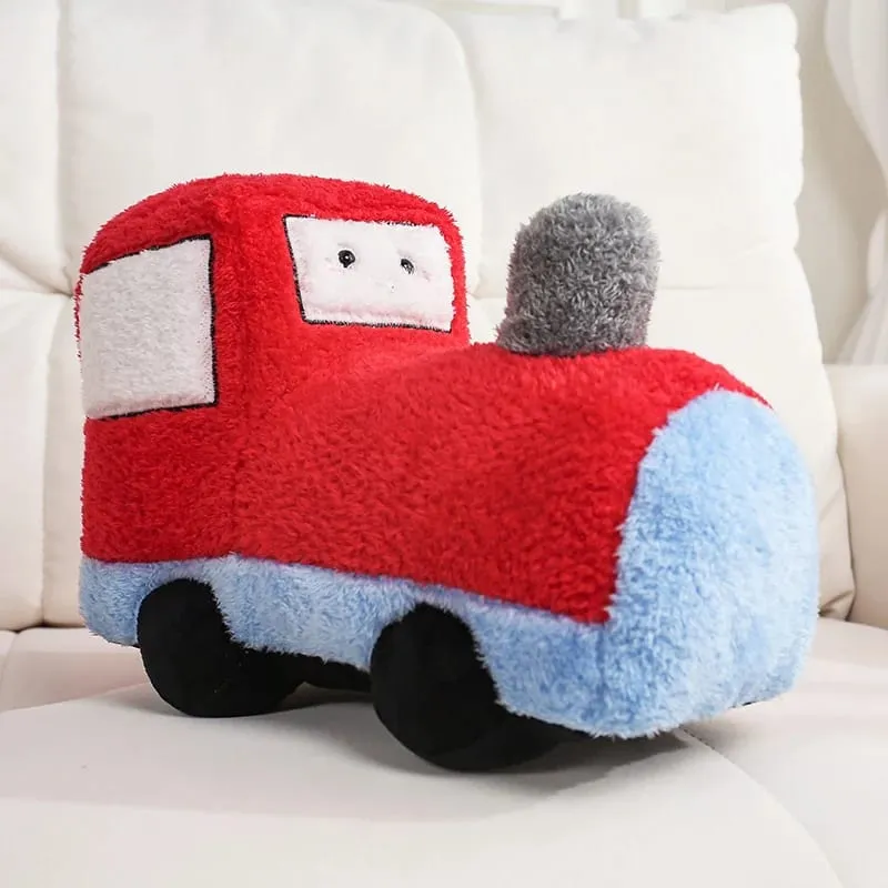 Cute Cartoon Fire Truck Ambulance Taxi Train Plush Pillow Stuffed Soft Plush Toys Funny Police Cars Tanks Planes Plushie Doll