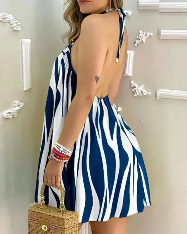 Women's 2026 Summer Off-Shoulder Tie-Up Dress – Loose Fit Print Maxi Dress Sexy Vacation Beach Dress