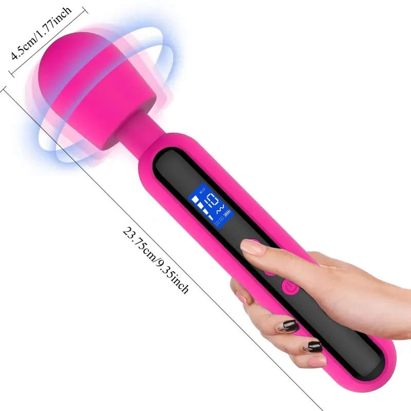Vibromasseur AV puissant pour femmes, baguette magique, stimulateur de Clitoris du point G avec affichage LED, masseur de Muscles, masturbateur, jouet sexuel pour adulte