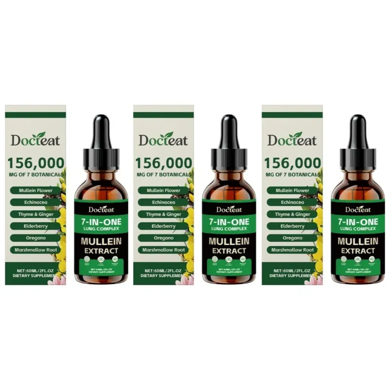 Docteat 7-in-1 Lung Complex Drops 60 Ml Net Dropper 1 Ml Serving with Mullein Elderberry Marshmallow Airway Comfort Support