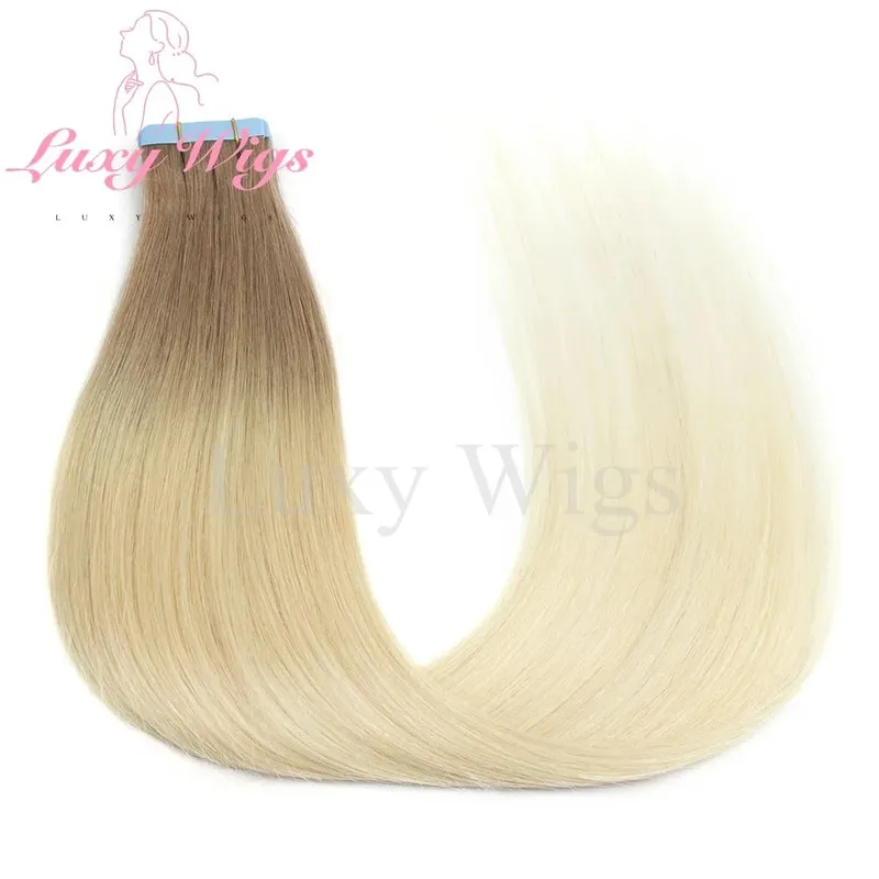 Highlights Gray Tape in Hair Extensions Human Hair Straight Black Blonde Seamless PU Skin Weft Tape In Hair Extensions 20PCS