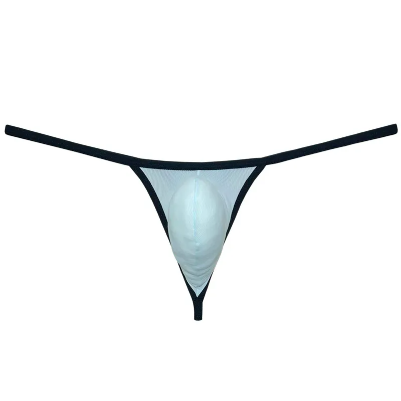 Men's Ice-Silk Thong Underwear No-Show Ultra-Thin Men Low Rise Thong G-string Breathable Lightweight Micro Briefs