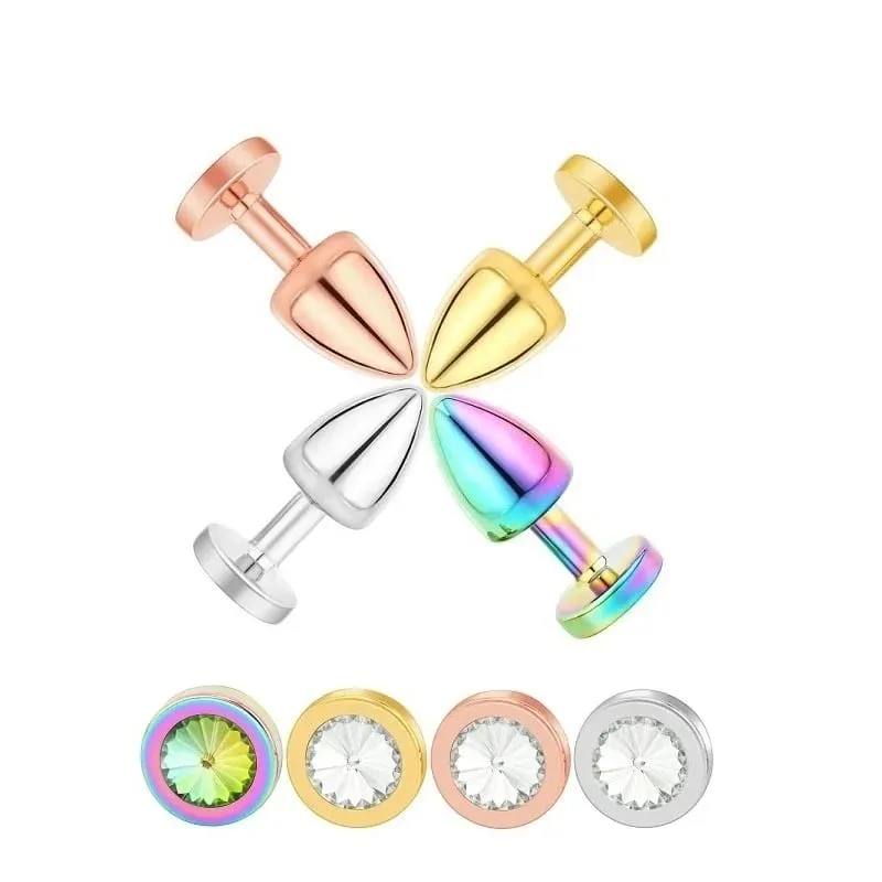 Perline anali in metallo di piccole dimensioni Butt Plug Mini Arcobaleno Butt plug in oro rosa Gioielli in cristallo Trainer Dildo anale Masturbazione Giocattolo del sesso