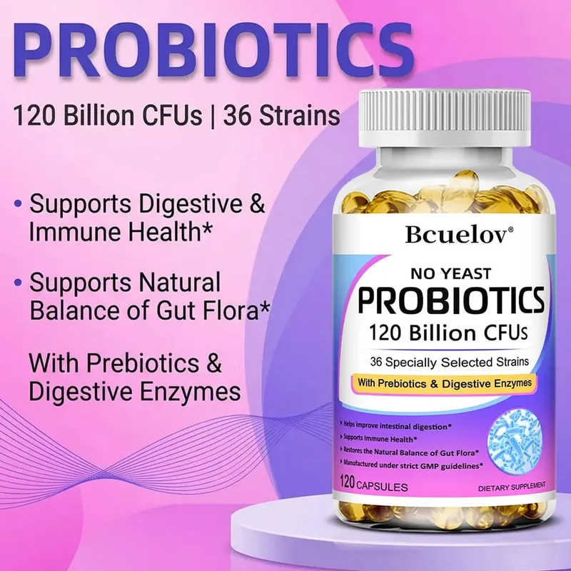 Probiotics 120 Billion CFU with Prebiotics & Digestive Enzymes Supports Digestion Gut Flora Bloating Relief & Immune Health