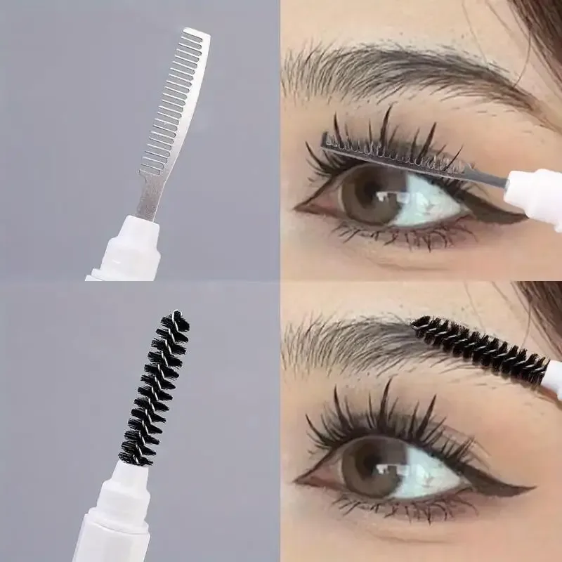 【Y】1Pcs Eyebrow Make Up Brushes Dual Ended Brow Comb Makeup Brush Stainless Steel Eye Lashes Roller Eyelashes White Beauty Tool