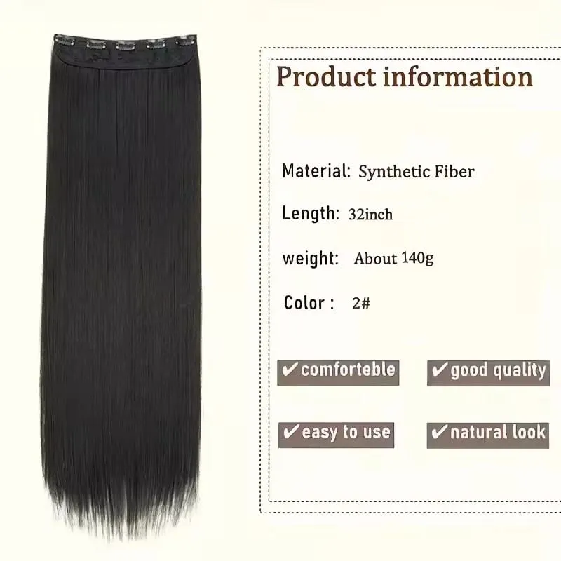 32 Zoll synthetische Haarverlängerung ohne Clips, unsichtbarer Draht, künstlich, natürlich, falsch, lang, glatt, blond, für Frauen