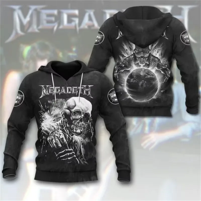 Rock Band Megadeth 3D Print Hoodies Men Women Fashion Retro Y2K Graphic Hoodie Sweatshirt Mens Clothing Men Tracksuit Gift Fan