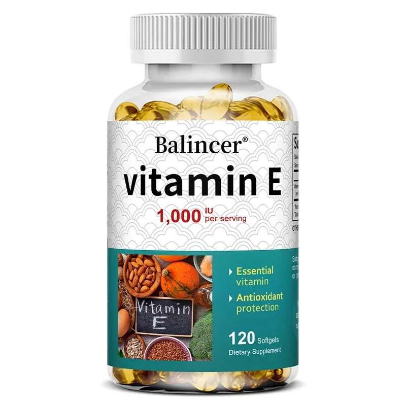 Natural Vitamin E Capsules Antioxidant Supplement Support Skin Hair Nail Heart Brain Cardiovascular & Immune System Wellness
