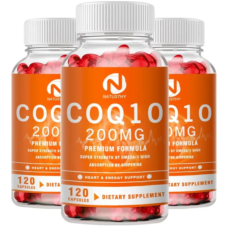 COQ10 Co-enzym Q10 200 mg voor energie Antioxidant Cardiovasculaire hersengezondheid Natuurlijk niet-GMO