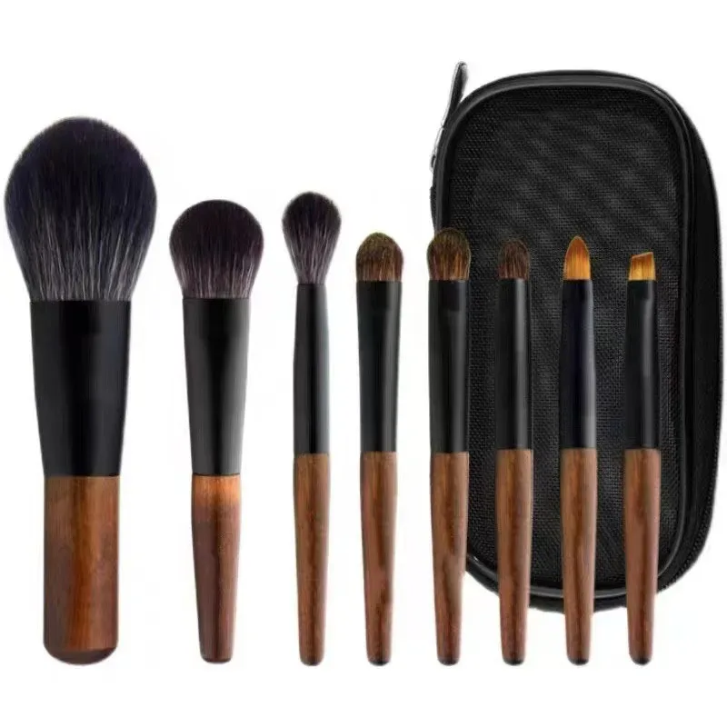 12pcs Mini Makeup Brushes Eyeshadow Brush Loose Powder Blusher Foundation Brush Travel Portable Make Up Brushes with Bag