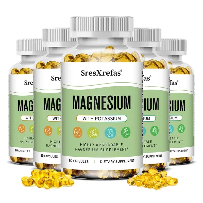Magnesium-Kalium-Kapseln für eine schöne Schlafqualität, reduzieren Müdigkeit, Kopfschmerzen, Herz-Kreislauf-Herz- und Immungesundheit