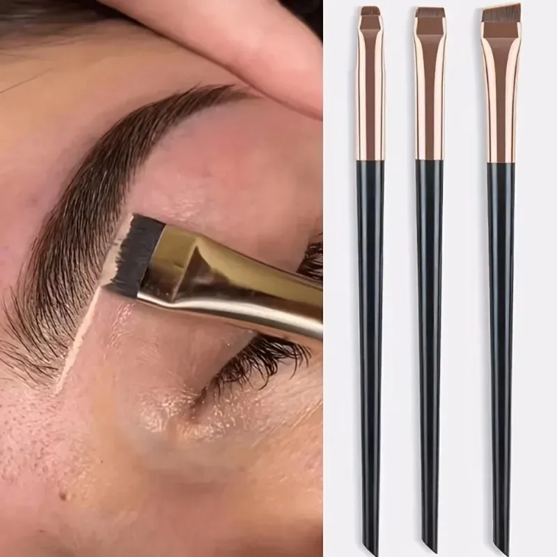 3-Piece Eyeliner & Eyebrow Brushes Set - Ultra-Fine & Flat Tips for Precise Control High-Quality Precision Makeup Application