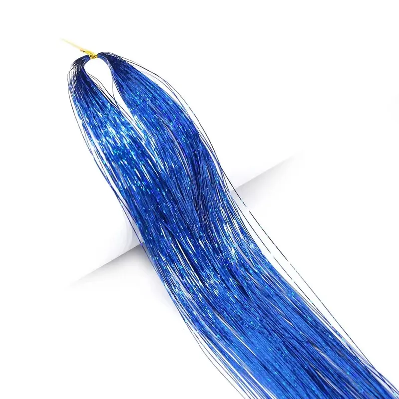 Sparkle Shiny synthetic Hair Tinsel Hair Extensions Dazzles Women Hippie for Braiding Headdress Hair Braiding Tools Long 120cm