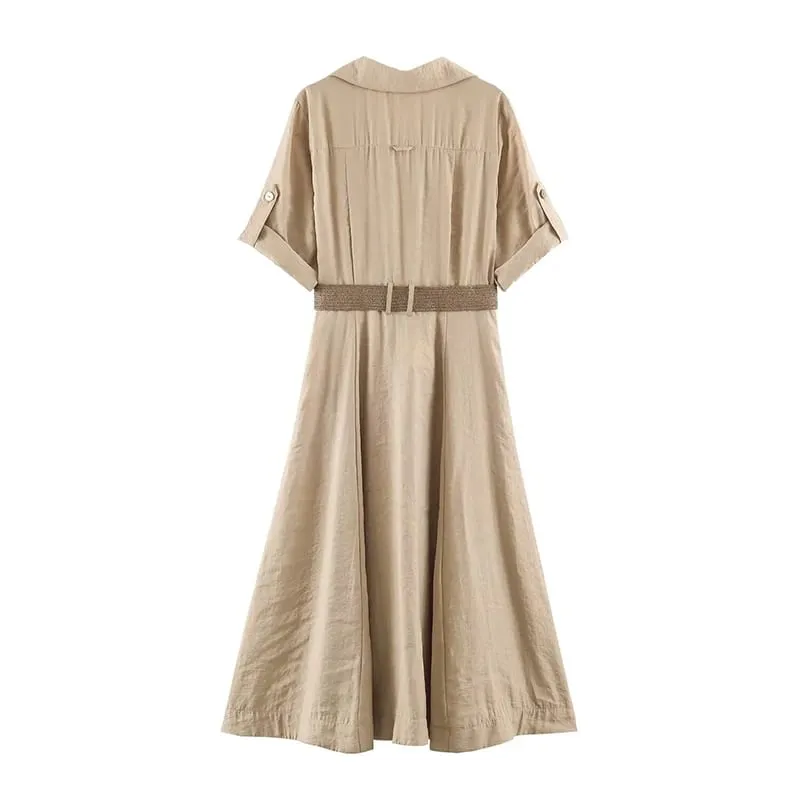 Dress Women's Summer 2026 New Chic Slim Belt Elegant Women's Long Dress Fashion Comfortable Youth Holiday Street Dresses