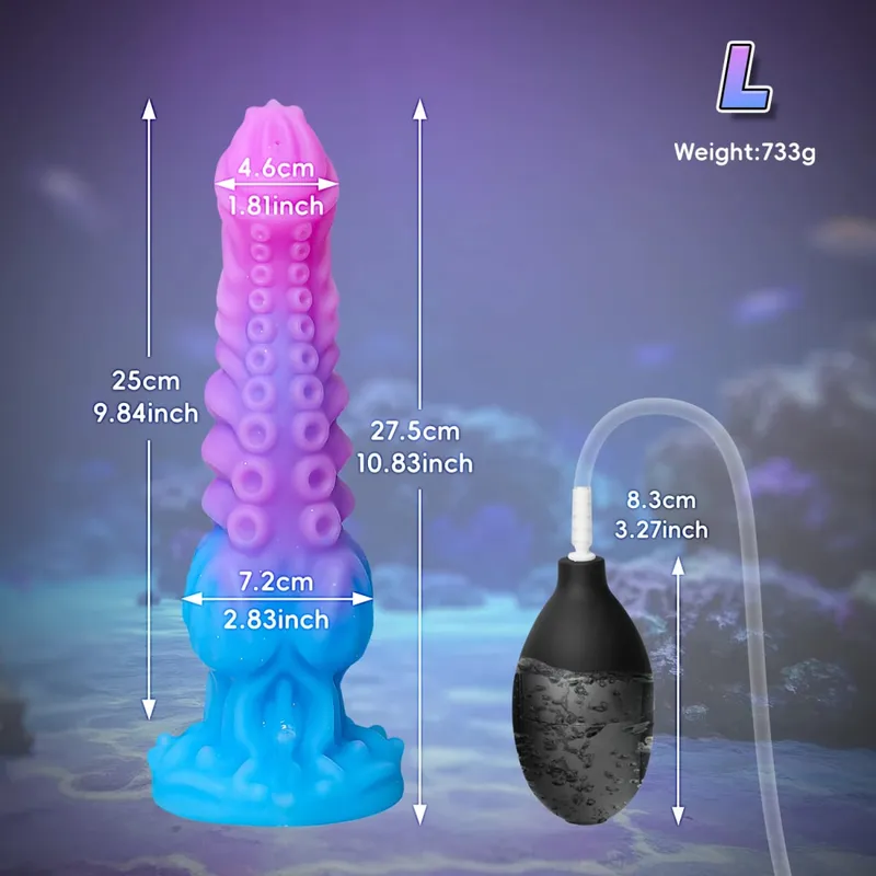 Ejaculation Monster Dildo Soft Silicone Penis Inflatable Big Knot Dildos Squirting Strong Sucker Dick Sex Toy for Women Men 18+