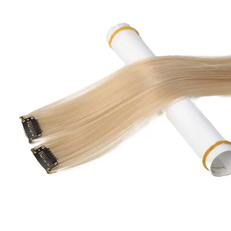 2PCS synthetic color hair extension piece wig women's highlighting clip hair heat-resistant wig piece long straight hair