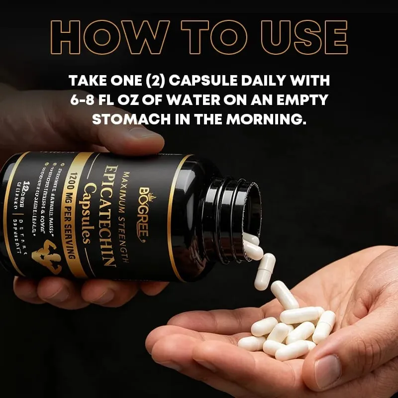 Epicatechin Capsules - Protein Synthesis Athletic Ability Strength and Lean Muscle Support - Carnosine Inhibitors Supplements
