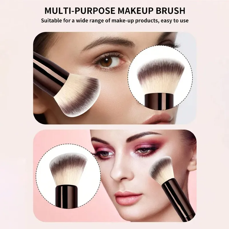 1Pc Professional Long Aluminum Tube Makeup Brush Double-Ended Highlight Brush Contour Brush Makeup Tools With Soft Fiber And Ski