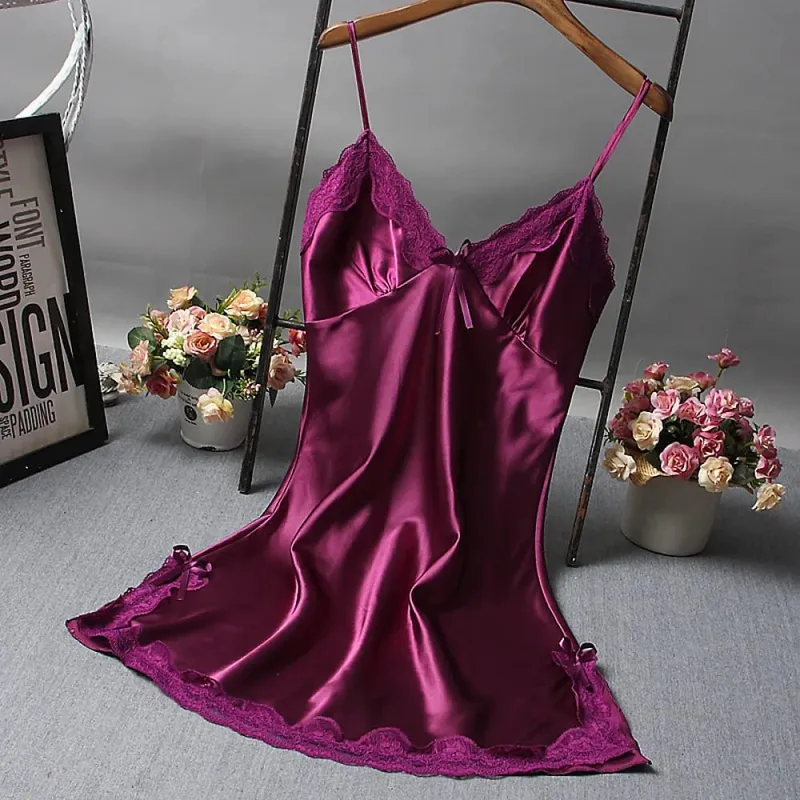 Women Sexy Lingerie Plus Size Sleepwear Strap Nightdress Colorful Nightgown Female Nightwear Comfort Home Set