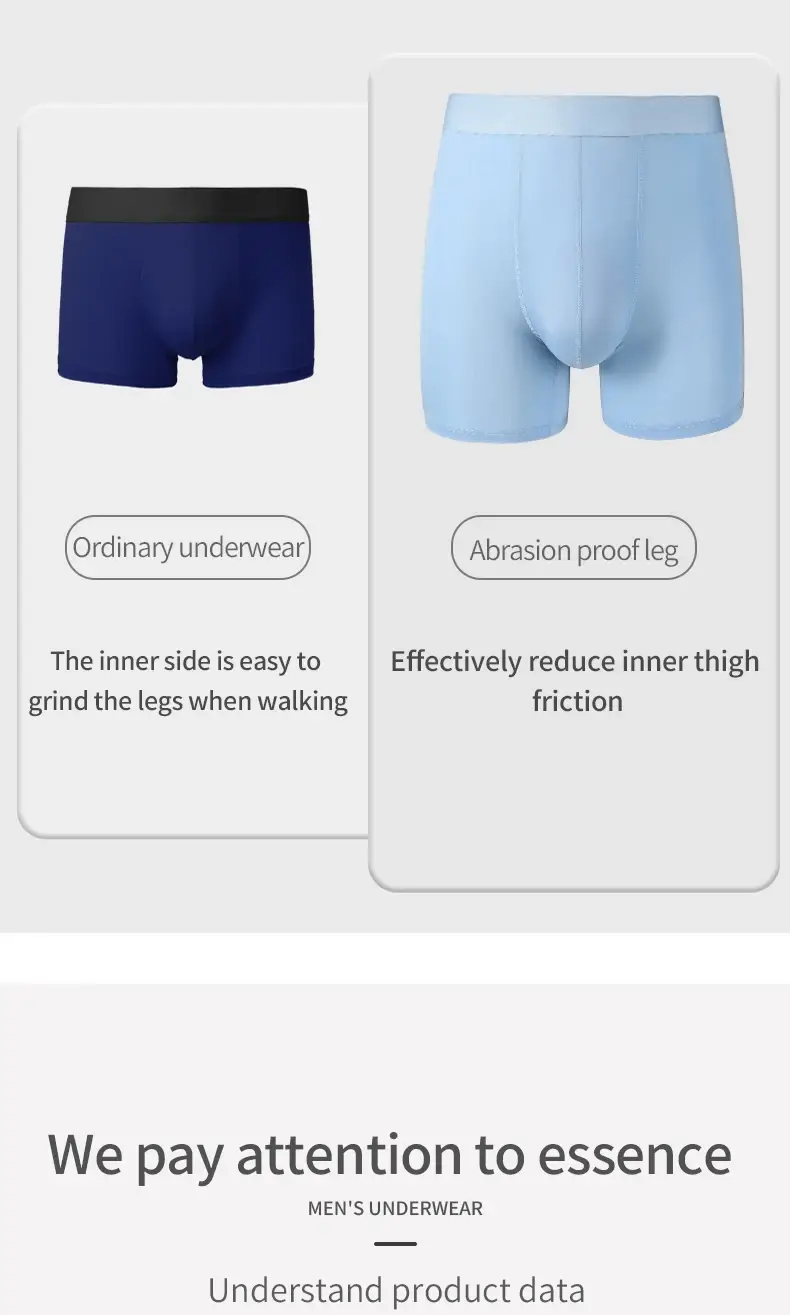 Men's Ice Silk Sports Underwear Men's Summer Thin Anti-Wear Leg Running Breathable Large Size Extended Anti-Wear Crotch Boxer Br