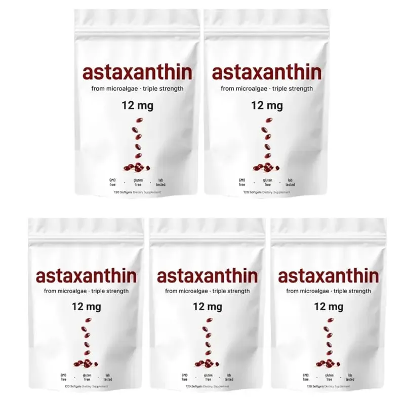Astaxanthin 12mg Softgels with Oil From Plant-Based Microalgae with Oil Dietary Supplement 120 Pieces